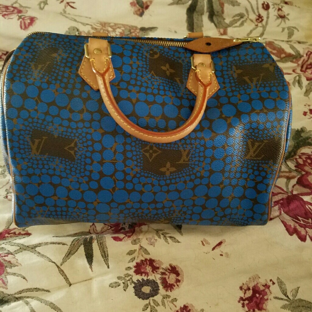 SALE!!! Louis Vuitton Blue Kusama Speedy 30 Purse